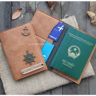 Bao da đựng hộ chiếu Passport Cover khắc tên, gắn charm theo yêu cầu làm quà tặng cho bạn bè, gia đình,...