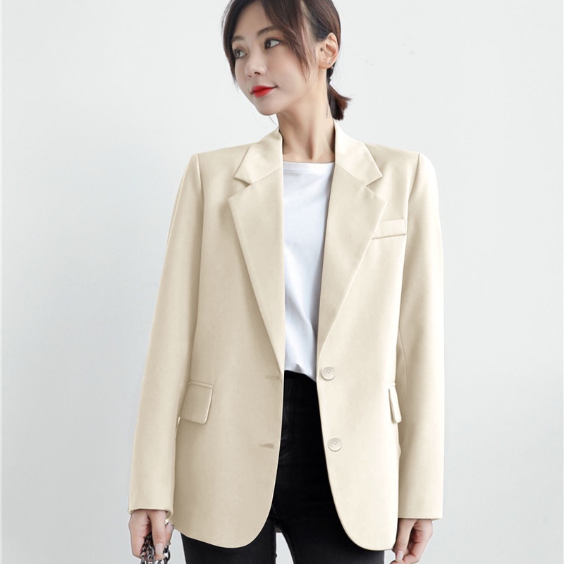Áo Khoác blazer Mỏng Dáng Rộng Màu Đen Phong Cách Anh Quốc Thời Trang Xuân Thu  Dành Cho Nữ