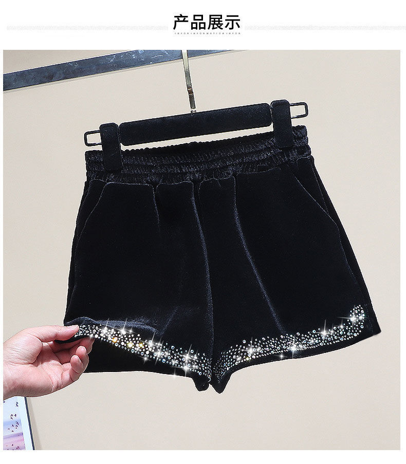 Quần Short Lông Cừu Dày Hai Mặt Lưng Cao Ống Rộng Cỡ Lớn 5XL Phong Cách Phương Tây Thời Trang Thu Đông Cho Nữ