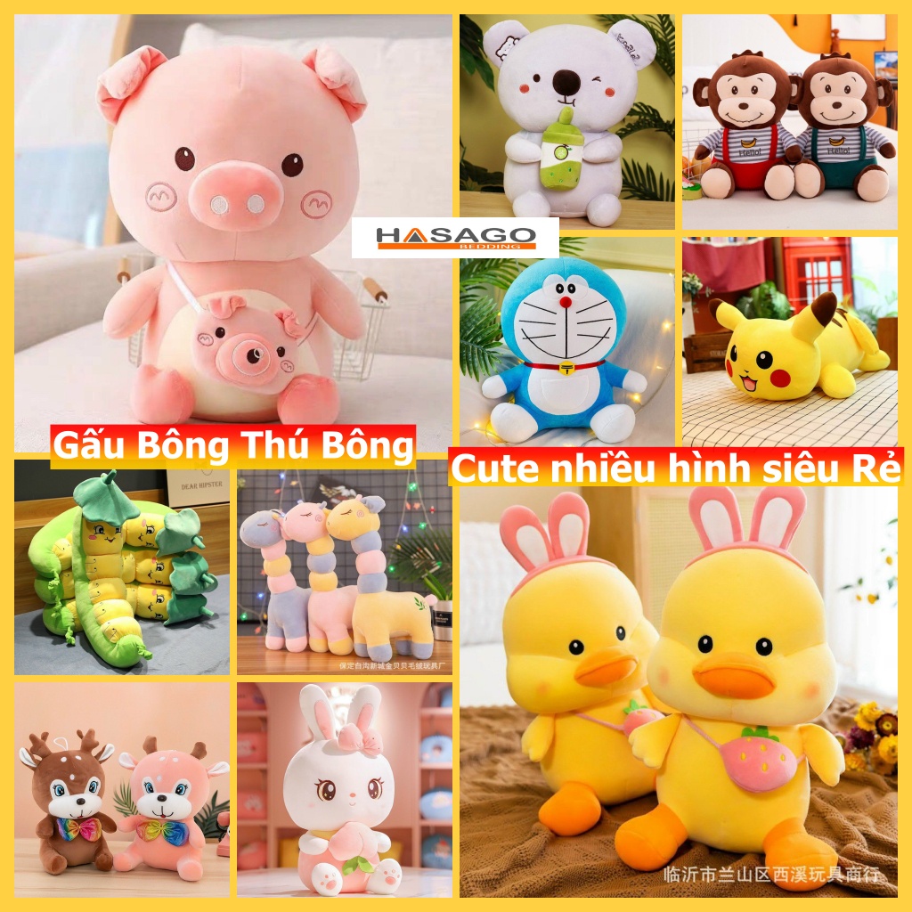 Thú Nhồi Bông Gấu Bông To Mini Cho Bé Rất Cute Hình Khủng Long mèo minion con ciu chó heo mèo vịt quả bơ con gián hổ lợn