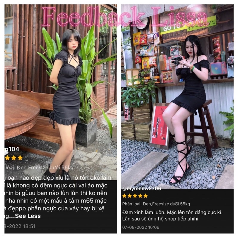 ĐẦM body cột dây trễ vai rút dây tôn dáng dự tiệc sexy Đ2  Lissa