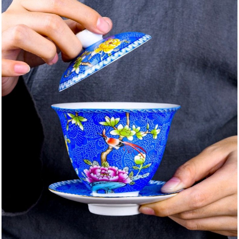 Chén khải sứ trắng bạch định thâú quang