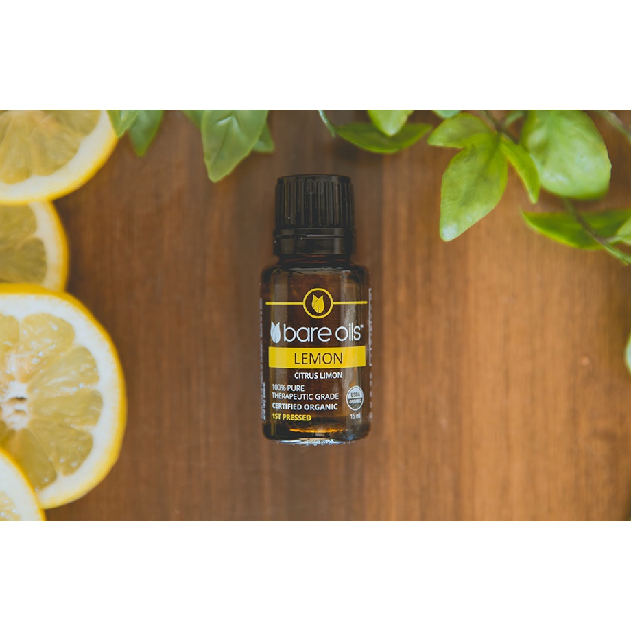 [MADE IN USA] Tinh dầu Chanh - Lemon Essential Oil (Tinh dầu hữu cơ Bare Oils - USDA Organic) 15ml