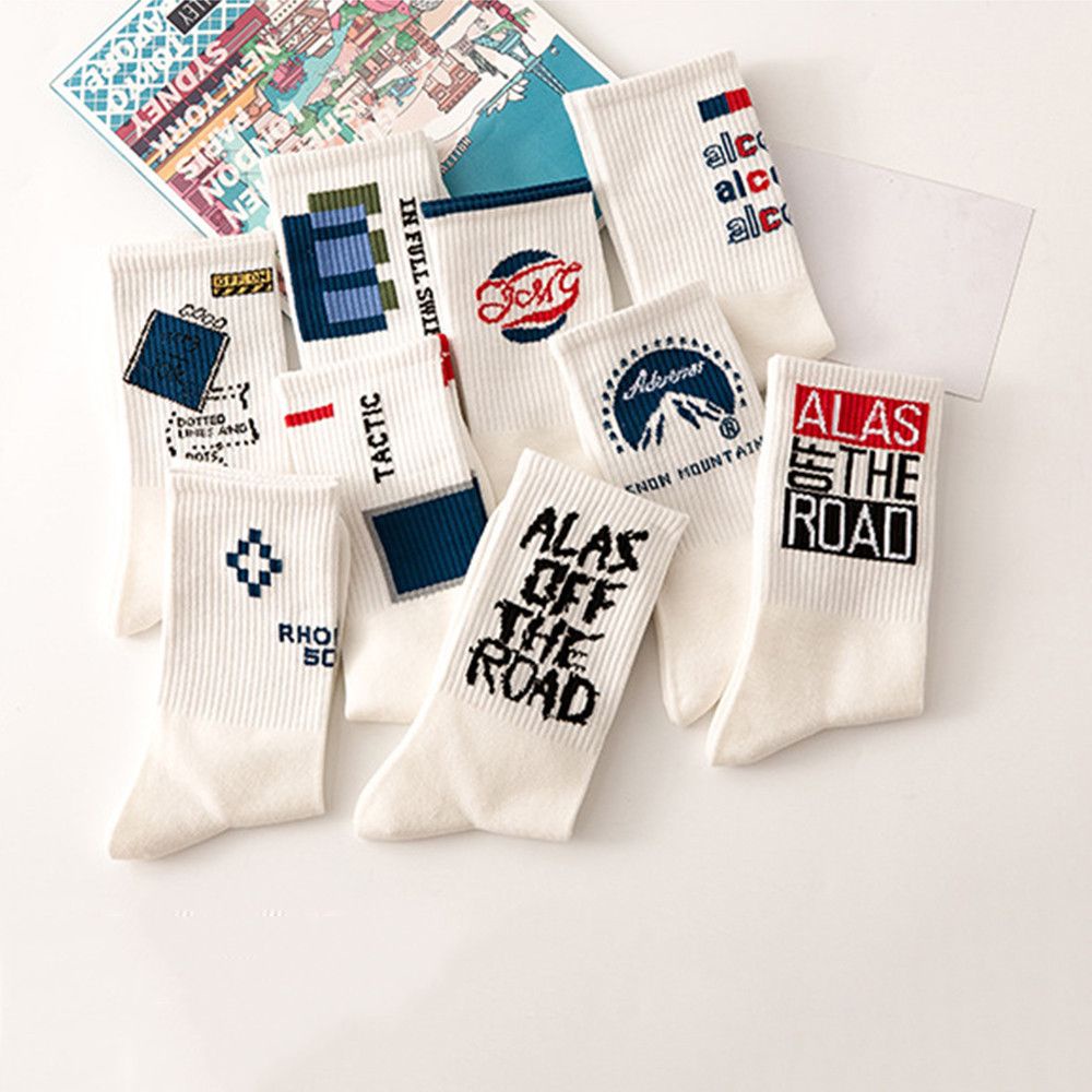 Vớ cotton cổ cao thoáng khí in họa tiết vui nhộn thời trang thu đông cho nam