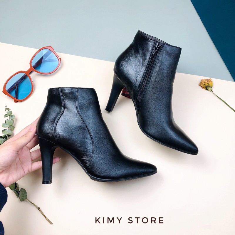 Boot nữ cổ thấp da thật CLK xuất Úc-Boots nữ cao gót 8cm-Kimy Store
