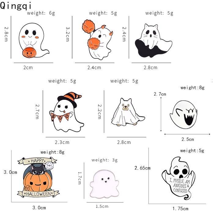 Huy hiệu cài áo MISS ZOE thiết kế con ma/ đầu lâu/ bí ngô hoạt hình đáng yêu