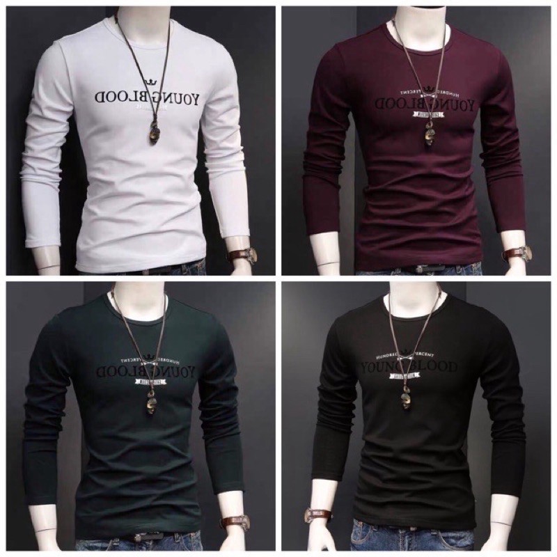 [HÀNG CHẤT]  Áo thun nam tay dài cổ tròn áo thun nam dài tay nhiều màu thu đông YOUNG BLOOD | BigBuy360 - bigbuy360.vn