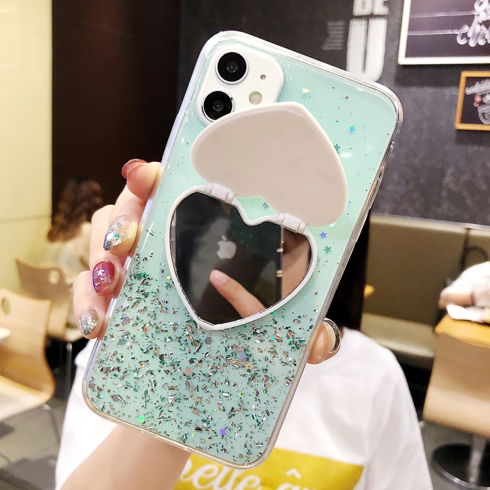 Samsung Galaxy S20 Ultra S10 S9 S8 Plus S10e S10 Lite Phone Case Cartoon Love Heart Mirror Stand Soft Full Back Cover