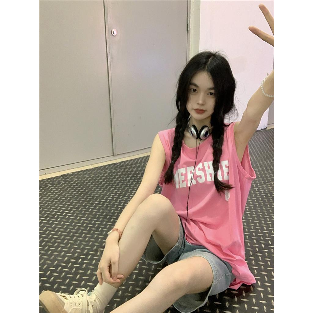 Áo Thun Nữ Không Tay In Họa Tiết Bọt Biển Thời Trang