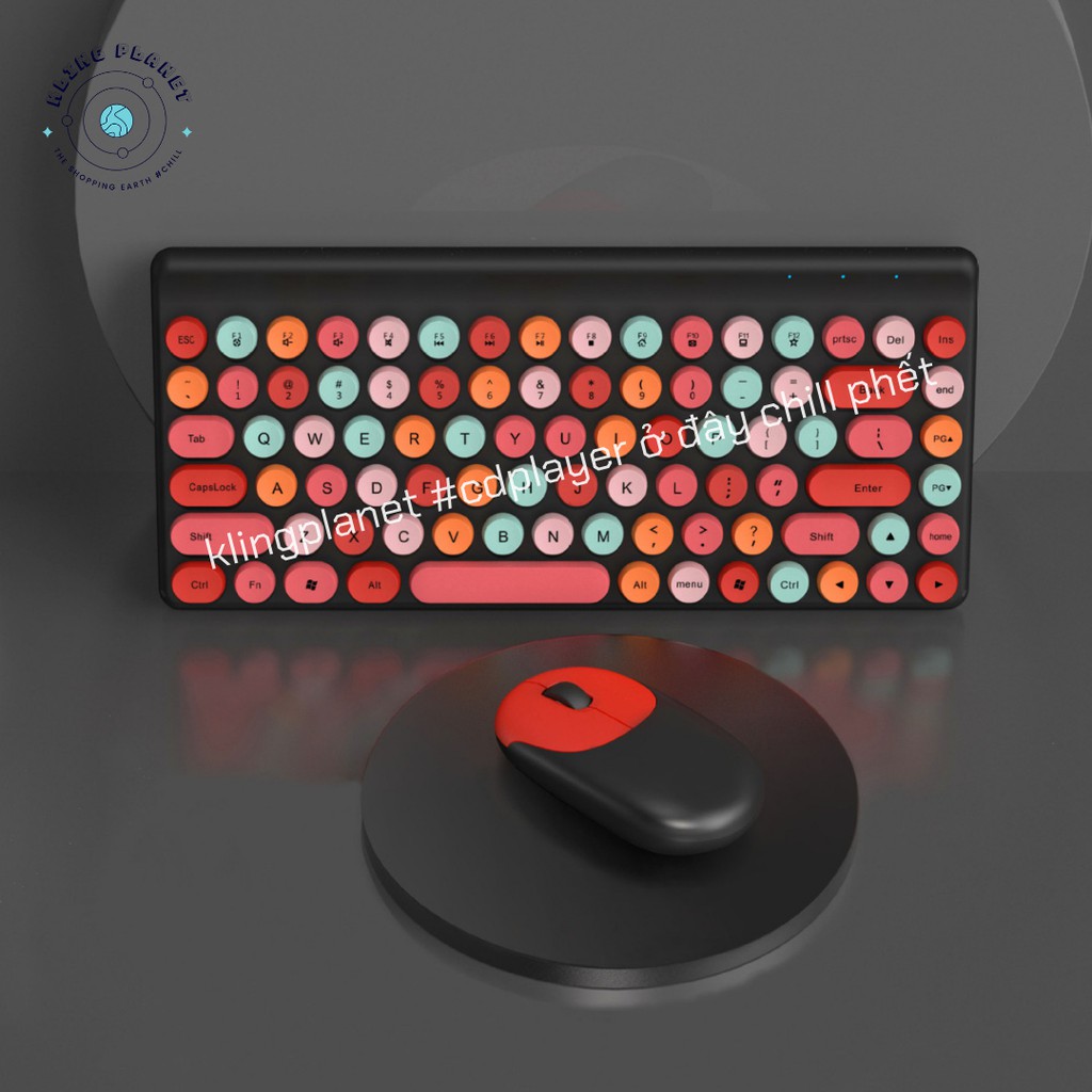 Bộ Bàn phím + chuột KHÔNG DÂY mini QW02 31,3x14x4cm mix màu siêu hot, xinh xắn dễ thương