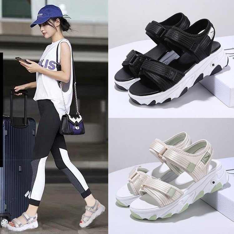 (3 Màu Video) Sandal Nữ 2 Quai Đế Màu 4cm , Dây Dù Cực Bền, Hot Trend Bán Chạy 2020