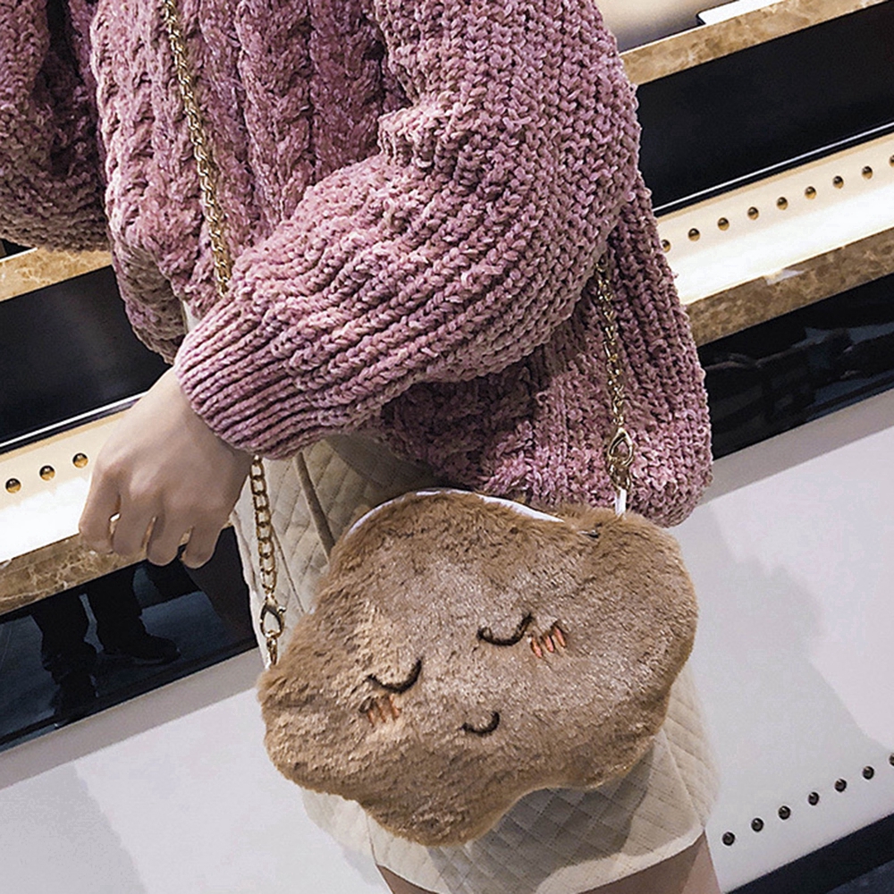 Túi đeo chéo hình đám mây phối lông thiết kế dễ thương cho nữ | BigBuy360 - bigbuy360.vn