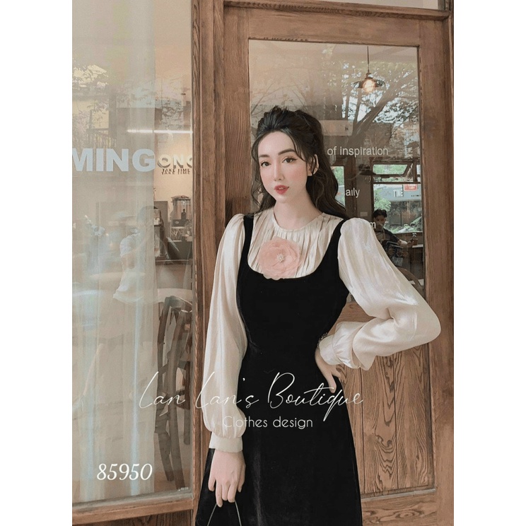ĐẦM XÒE NỮ TAY BỒNG CỔ XẾP LY ĐÍNH HOA SIÊU SANG SIÊU ĐẸP XINH