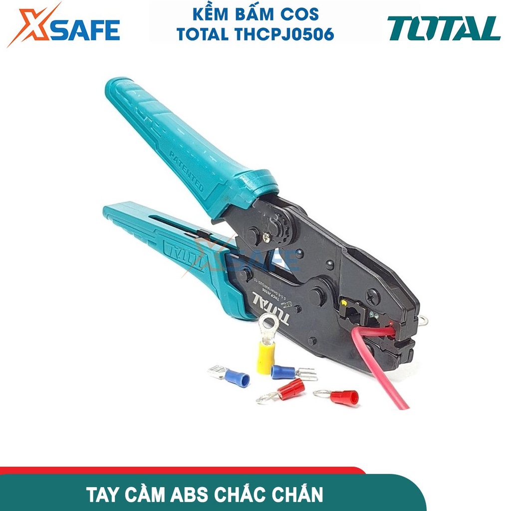 Kềm bấm cos 9'' TOTAL THCPJ0506, kềm bấm cos đầu dây cách điện AWG20-10, phạm vi bấm: 0,5-6mm² - [CHÍNH HÃNG][XSAFE]