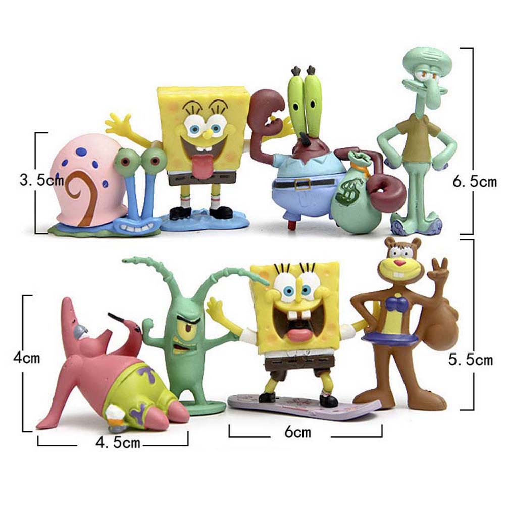 Set 8 Mô Hình Nhân Vật Phim Hoạt Hình Spongebob Dễ Thương