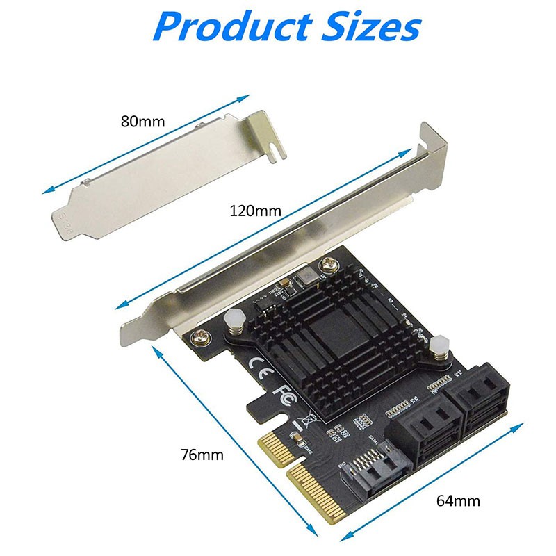 Card mở rộng 5 cổng PCIE sang SATA III 6 gbps 5 dây cáp cho máy tính