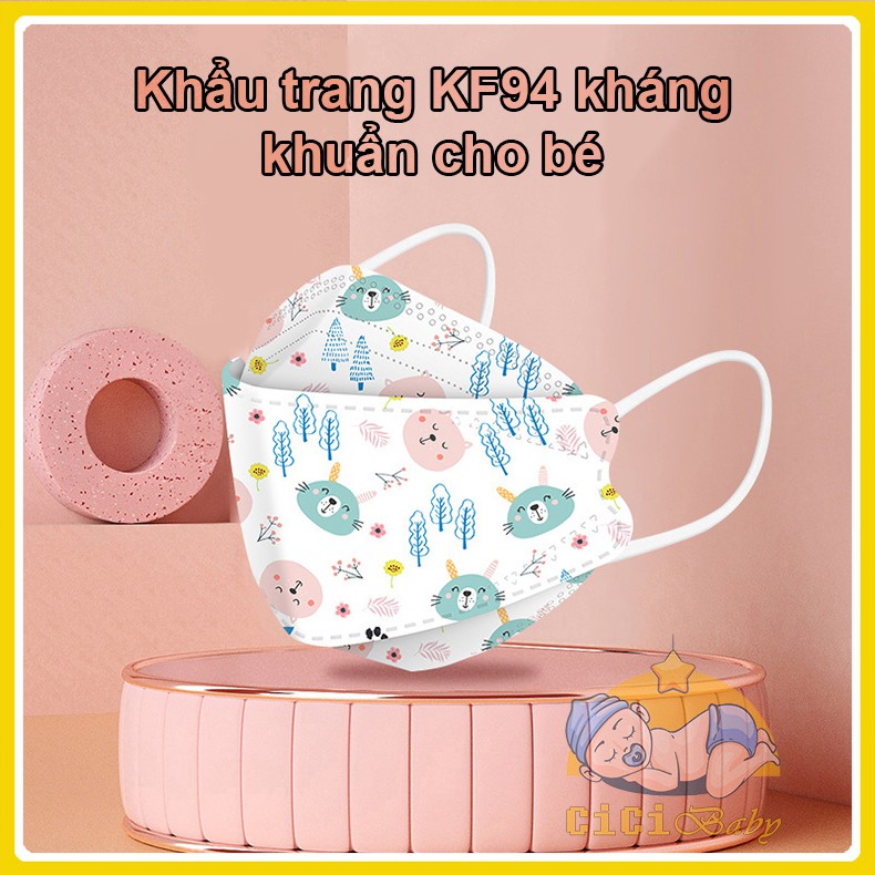 Khẩu trang trẻ em 4 lớp - Khẩu trang cho bé  N95-KF94 hàng xuất Hàn họa tiết xinh xắn  - Túi 10 chiếc trộn mẫu