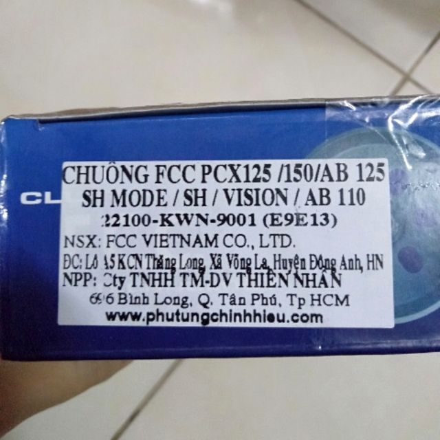 Chuông FCC PCX Sh Ab Lead Vario Vision (AirBlade Vision 110 Vision125 @ Ps Dylan nồi ly hợp truyền động Air Blade, E13