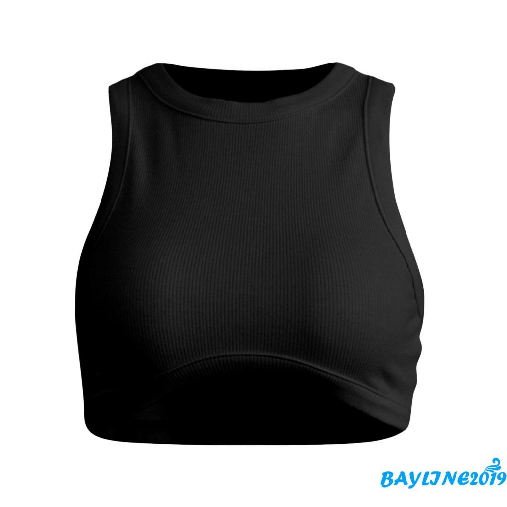 Áo Croptop Sát Nách Cổ Tròn Màu Sắc Trơn Thời Trang Mùa Hè Cho Nữ