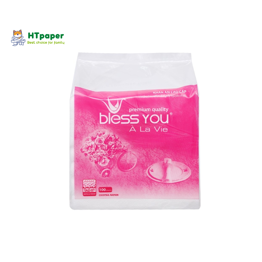 💥 Khăn giấy vuông Bless You À La Vie khổ 23 x 23 cao cấp 100 tờ tiện dụng