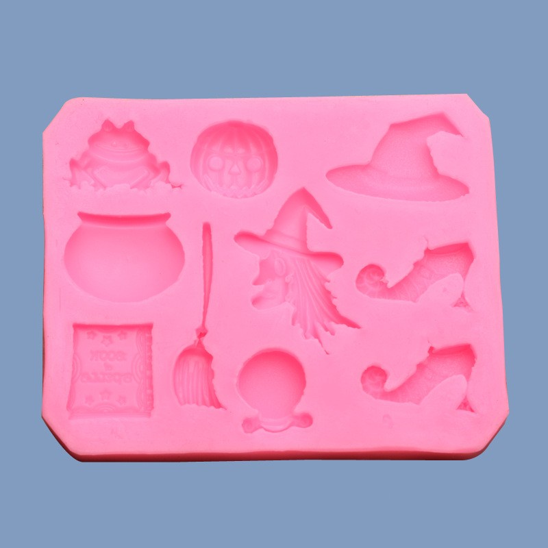 Khuôn Silicone Làm Bánh Hình Quả Bí Ngô / Giày Phù Thủy / Cây Chổi Halloween Độc Đáo