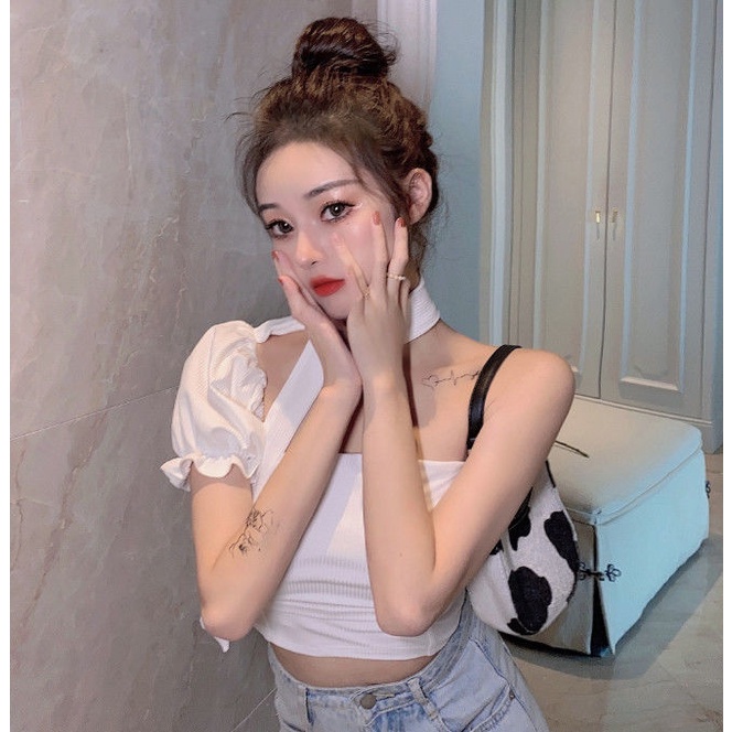 Áo thun COZOK tay phồng trễ vai thiết kế quyến rũ thời trang