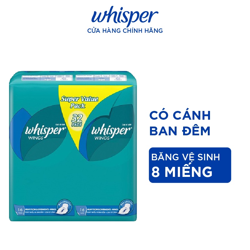 Băng Vệ Sinh Whisper Cánh Đêm 8 Miếng 28cm