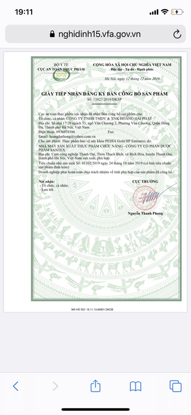 [Hộp 20 ống x 10ml] Pedia Gold HP Entenero -  Hỗ trợ cân bằng hệ vi sinh đường ruột, Giúp tăng cường tiêu hoá