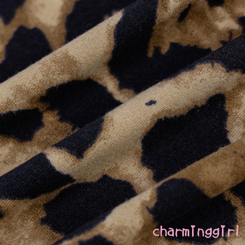 Đầm maxi cổ chữ V in họa tiết da báo gợi cảm cho nữ