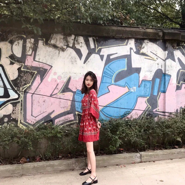 [Mã WASTMAY giảm 15% tối đa 30K đơn 150K] (Sẵn) Boho Style | Váy boho thổ cẩm đỏ Retro ( có ảnh thật ) | BigBuy360 - bigbuy360.vn