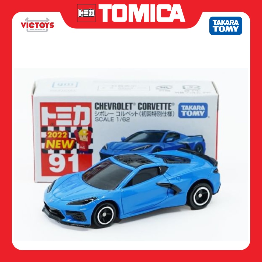 Xe mô hình Tomica No.91 Chevrolet Corvette 1st Blue 188056 Fullbox Chính Hãng Takara Tomy - Victoys