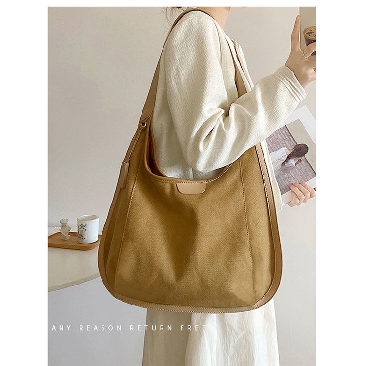 Túi Xách canvas Sức Chứa Lớn Thiết Kế Đơn Giản Thời Trang Theo Phong Cách Hàn Quốc