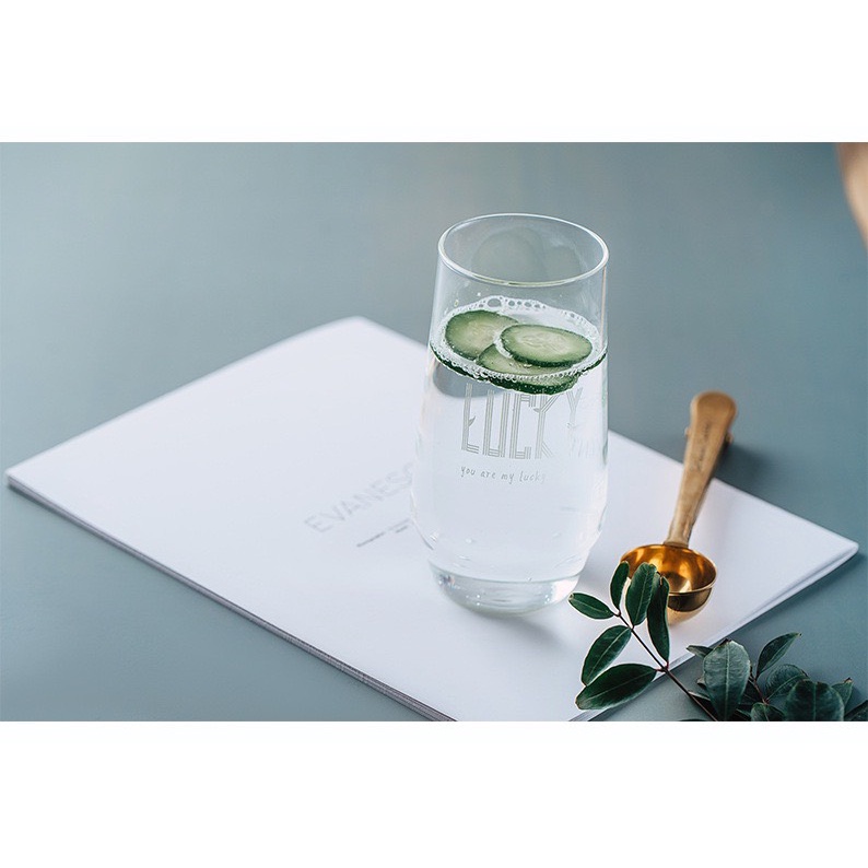 Cốc Thủy Tinh Chịu Nhệt In Chữ Lucky Phong Cách Châu Âu Ly Thuỷ Decor Tinh giá Rẻ Minhome