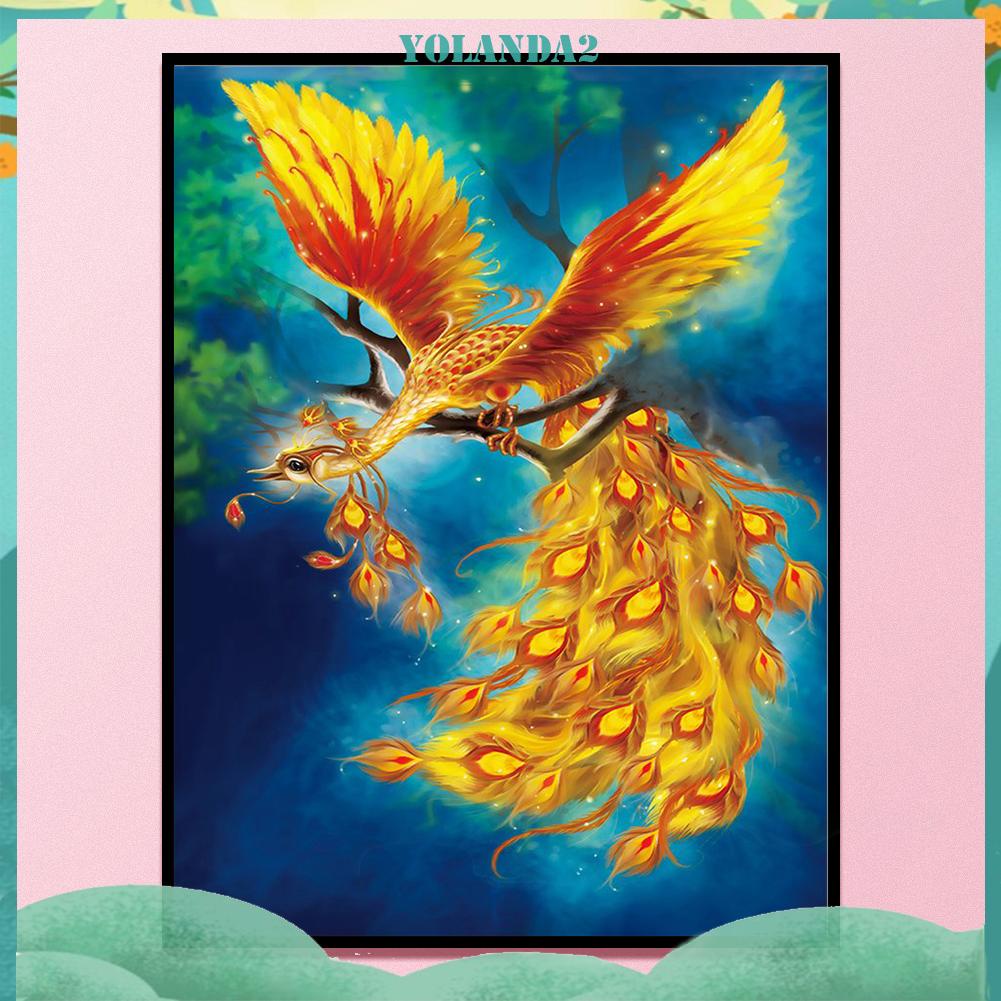 Tranh Thêu Chữ Thập DIY 11CT Hình Chim Phượng Hoàng Vàng