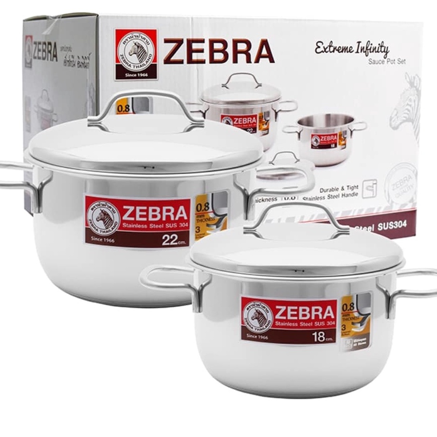 Nồi Inox 304 3 đáy Zebra Thái Lan 18cm, 22cm, dòng Extreme Infinity