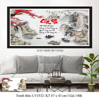 Tranh thêu chữ thập cha mẹ 3D