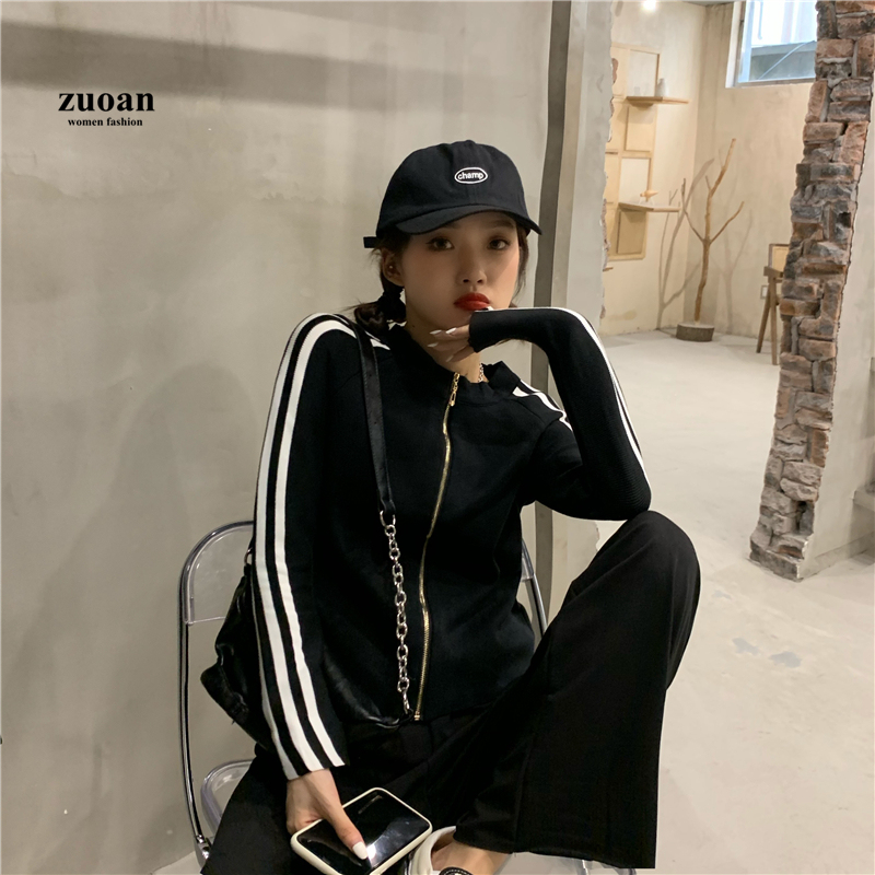 SUXI Áo Khoác Cardigan Dệt Kim Tay Dài Phối Khoá Kéo Thời Trang Mùa Thu