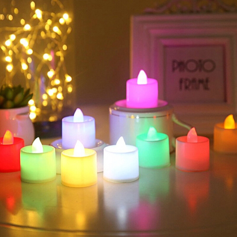 Đèn LED hình nến giáng sinh dùng pin không cháy lửa nhiều màu trang trí đám cưới
