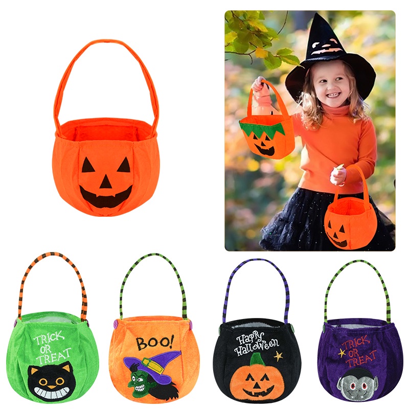 1 Giỏ Đựng Kẹo Halloween Hình Bí Ngô