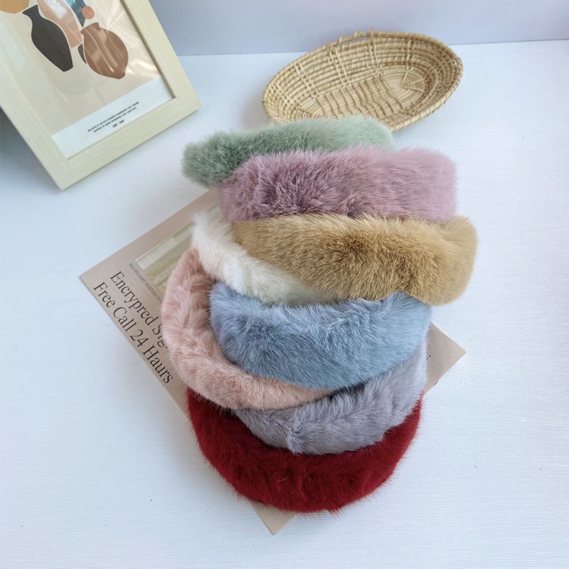 [Magpie] Băng Đô Cài Tóc Lông Nhung Bản Rộng Phiên Bản Thu Đông Phổ Biến Rửa Mặt Để Tăng Chiều Cao Đầu Lâu Đi Ra Ngoài Phụ Kiện Cho Nữ