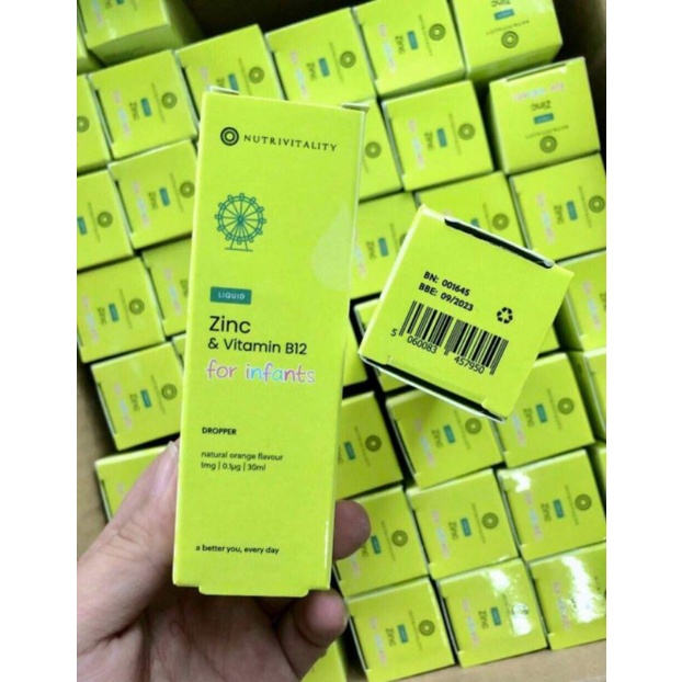 Kẽm giọt Nutrivitality Zinc bổ sung Vitamin B12 - 30ml