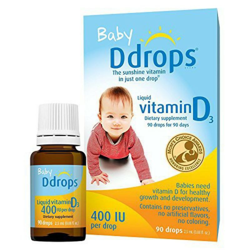 Vitamin D3 Drops 400iu 90 Giọt, Baby Ddrops Chính Hãng Mỹ