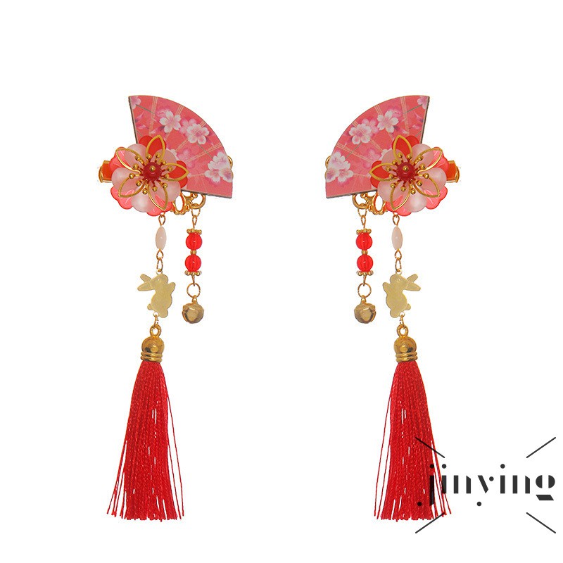 GETNOIVAS  1 Cặp Kẹp Tóc Tua Rua Phong Cách Trung Hoa Truyền Thống Dành Cho Nữ