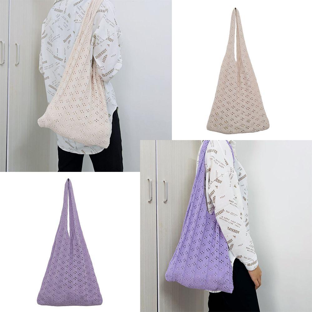 Túi Đeo Vai Đan Len Sức Chứa Lớn Thời Trang Phong Cách Châu Âu