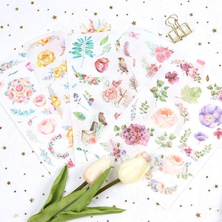 Enjoymore 🌷 Sticker Chủ Đề Hoa, Cây Cỏ, Xương Rồng, Sen Đá Hình Dán Trang Trí Sổ Lưu Niệm Scrapbook Bullet journal