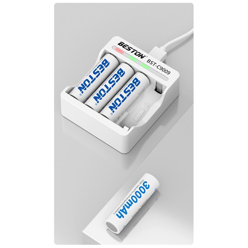 Hộp 4 viên pin sạc AA 3000mAh chính hãng Beston - Pin dung lượng cao chuyên dùng cho Micro KTV, cửa ra vào, đồng hồ