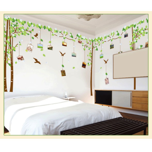 Decal trang trí tường - Cây PHOTO hoa lá 02 ( 3 TẤM )