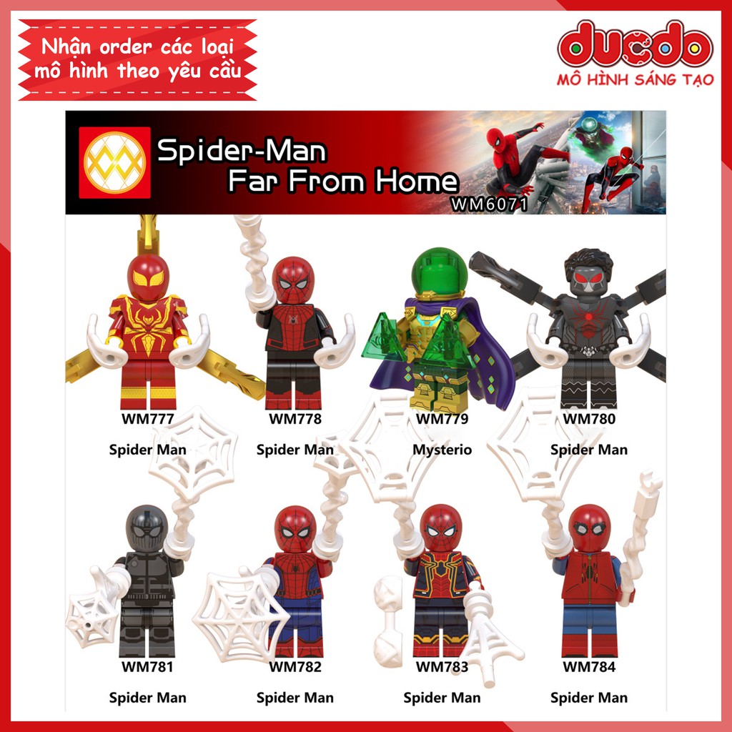 Minifigures các nhân vật Spider Man người nhện xa nhà - Đồ chơi Lắp ghép Xếp hình Mini Iron Man Mô hình WM WM6071