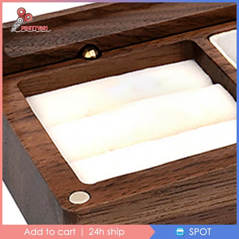 Hộp Đựng Trang Sức Bằng Gỗ Có Nắp Đậy &amp; Giá Đỡ Prettyia1