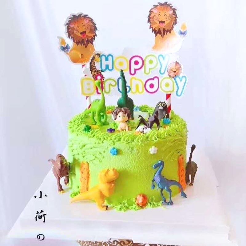 Búp bê trang trí bánh kem  set 12 khủng long nhựa đặc đẹp